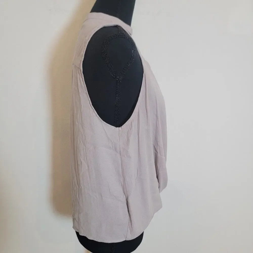 Free People‎ Womens So Fine Faux Wrap Choker Top Sleeveless Taupe Sz Small